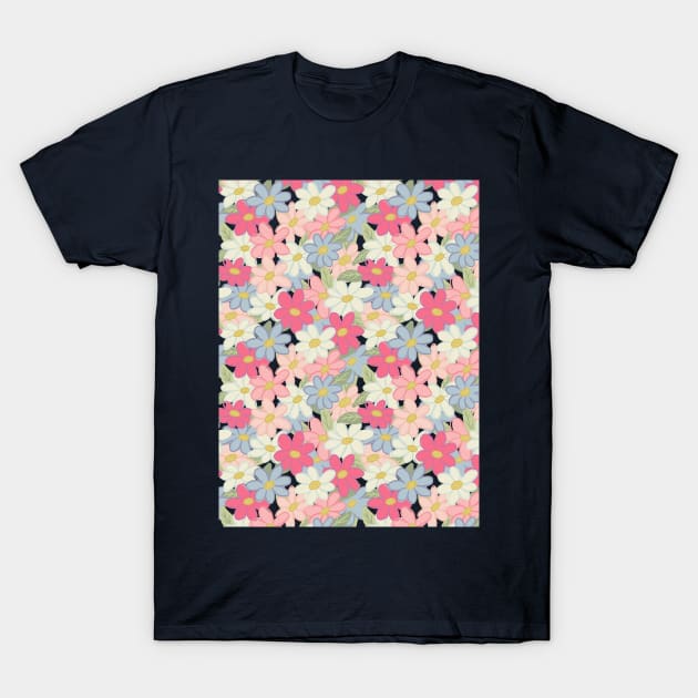 Cute spring wildflowers pastel soft colors pattern T-Shirt by Yarafantasyart